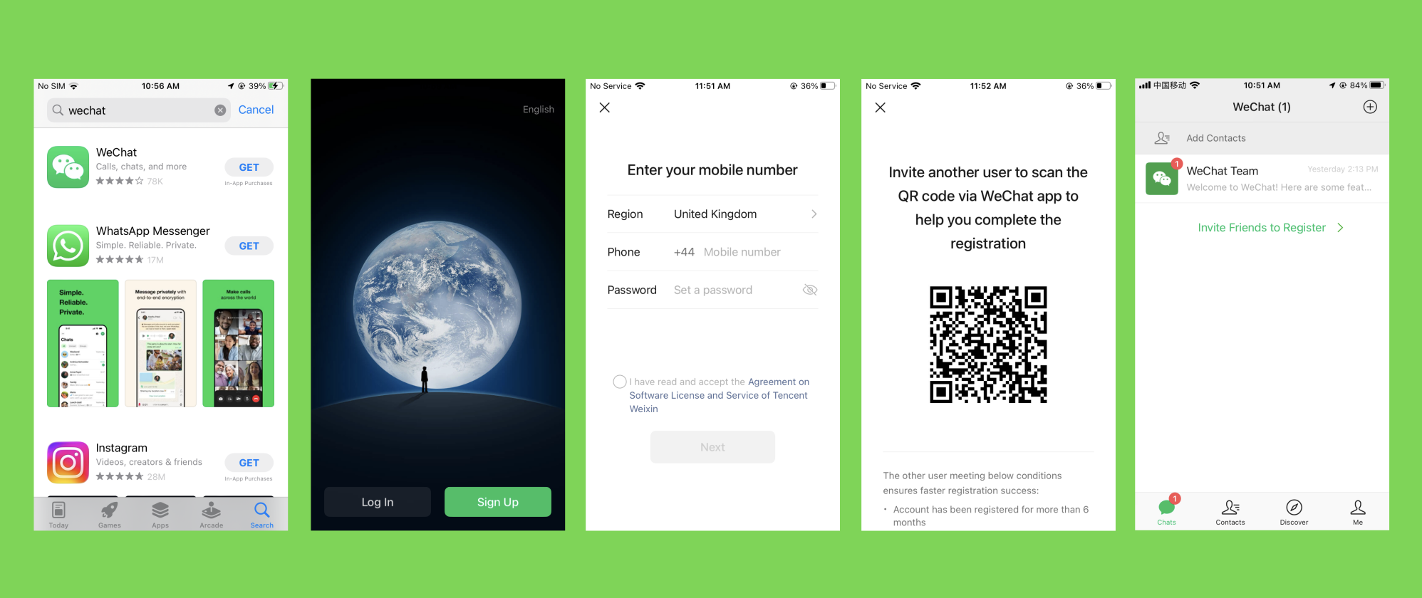 Instalación e inicio de sesión en WeChat