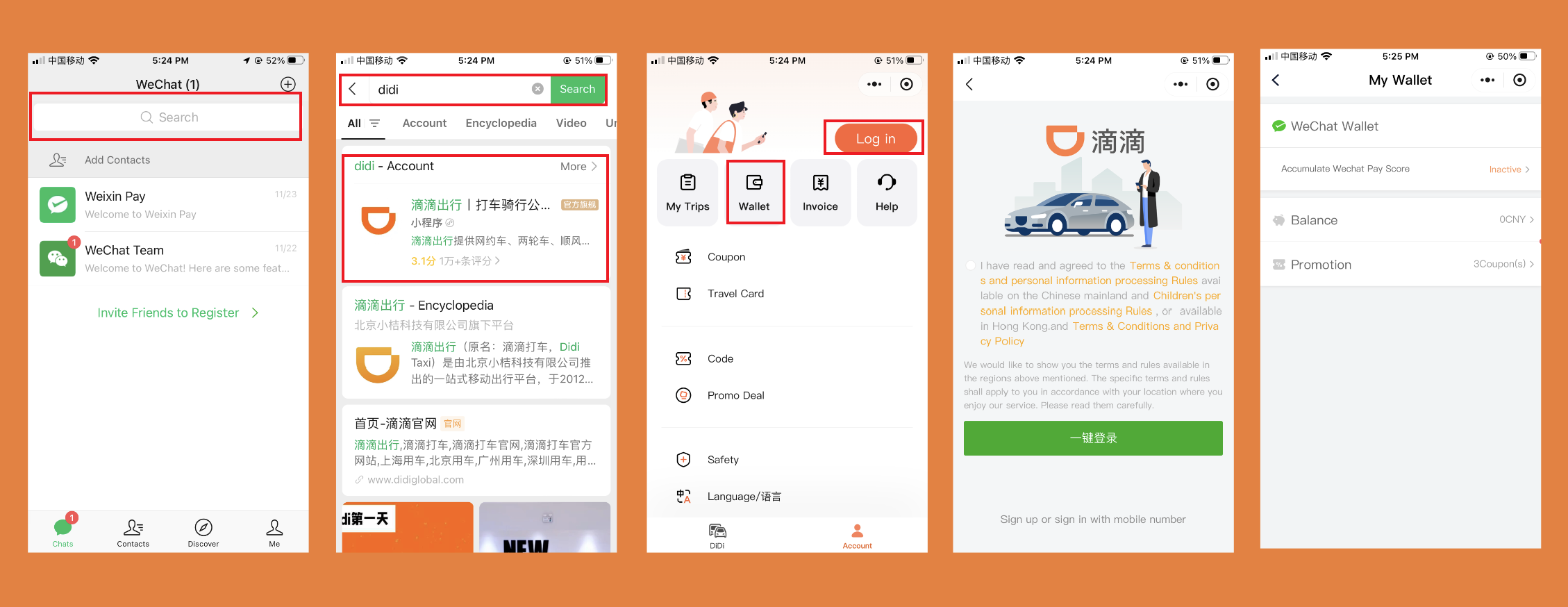Mini programa de Didi en WeChat