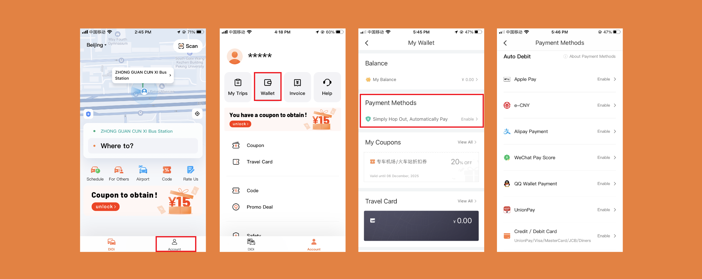 Configurar método de pago en Didi