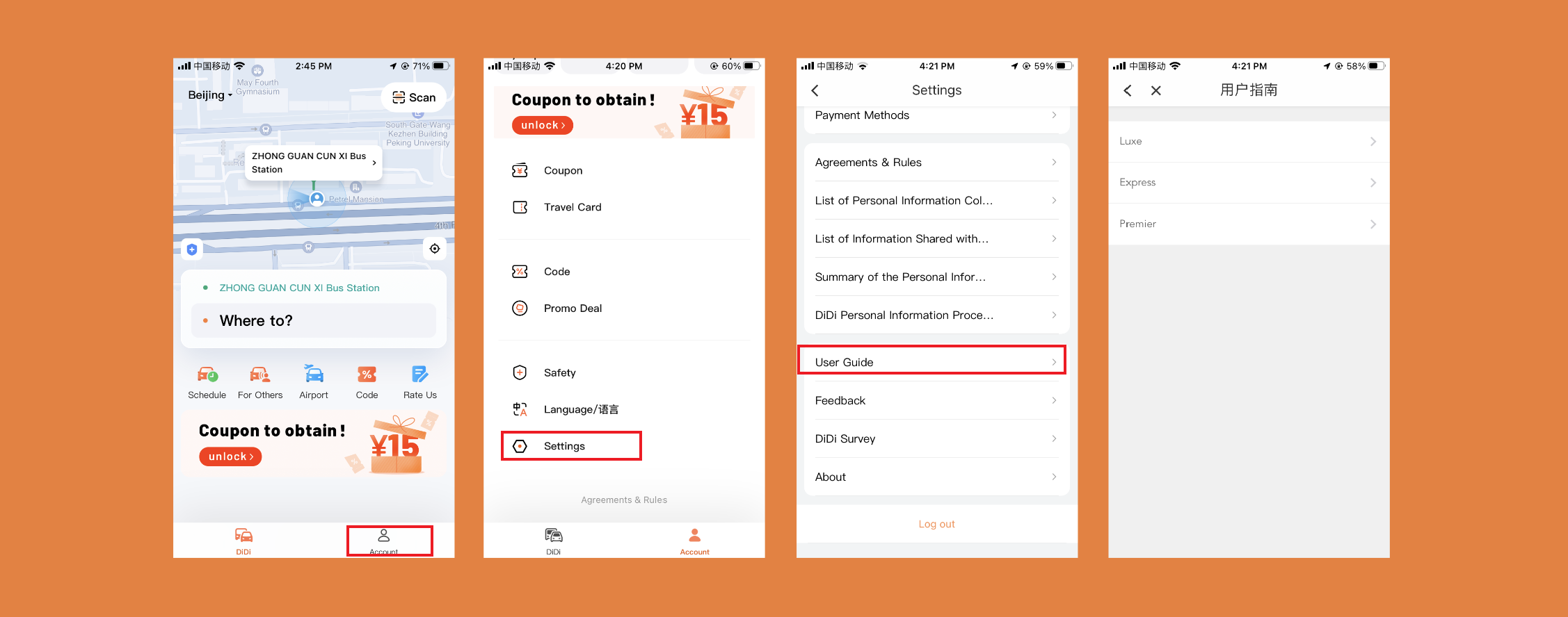 Consultar reglas de tarifas en Didi